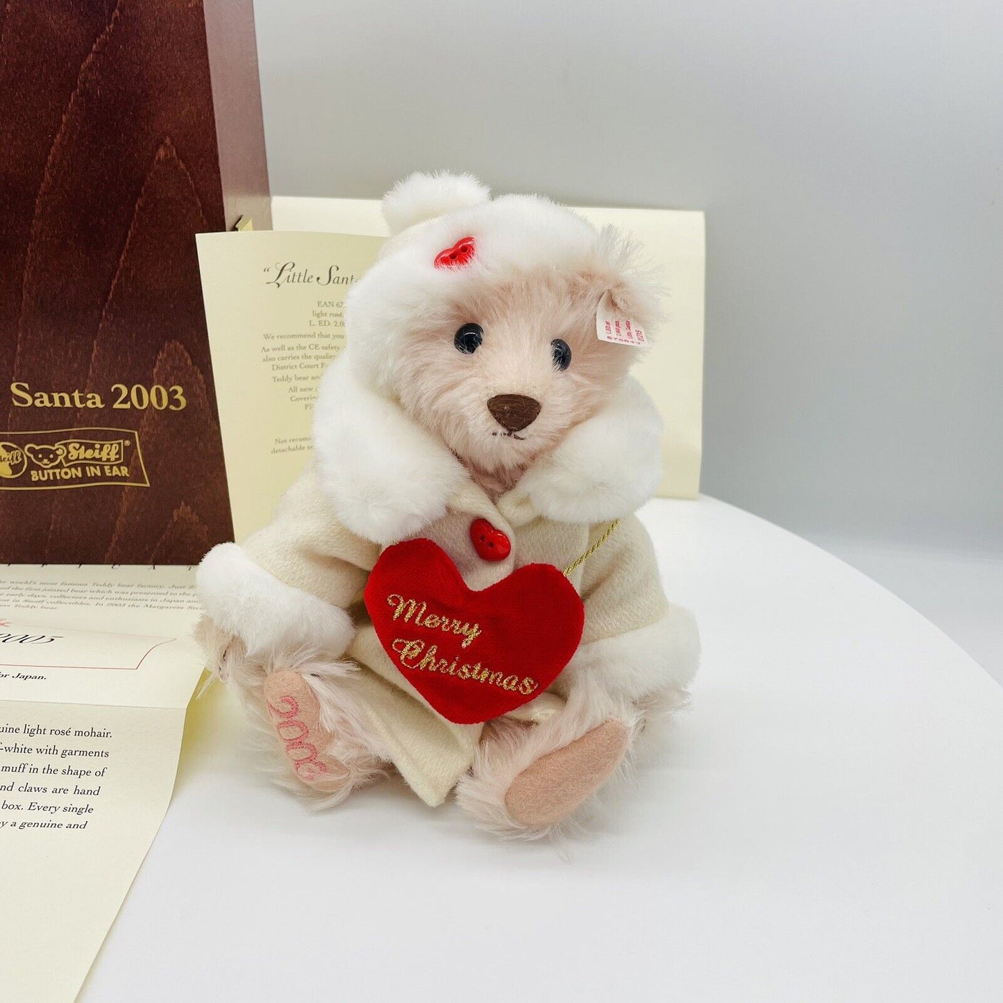 Steiff Teddybär Little Santa 2003 675843 limitiert 2000 aus 2003 20cm Mohair
