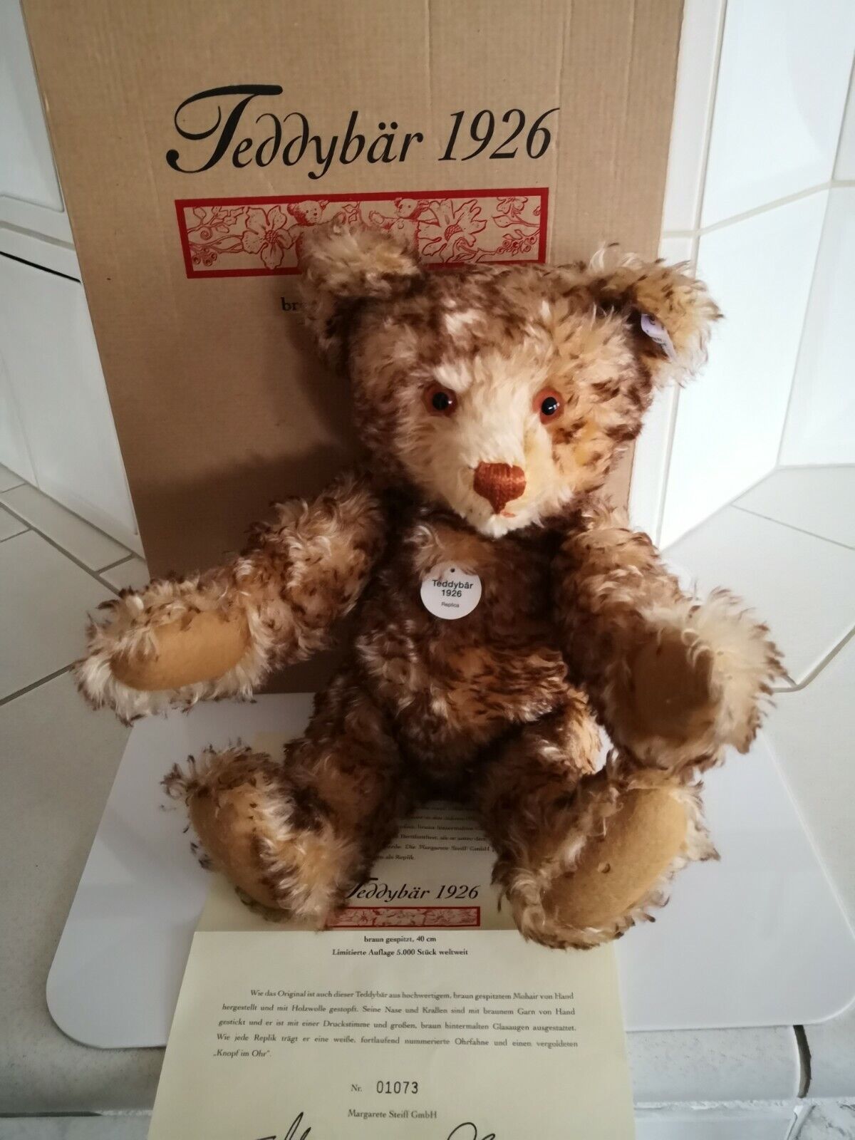 Steiff Teddybär 1926 braun gespitzt, 40 cm, Replik, 407246, limitierte Auflage