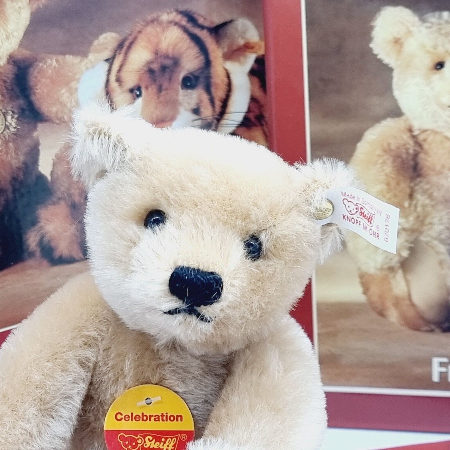 Steiff 670176 Teddybär blond mit Buch "Teddybär mit Knopf im Ohr limitiert 1000