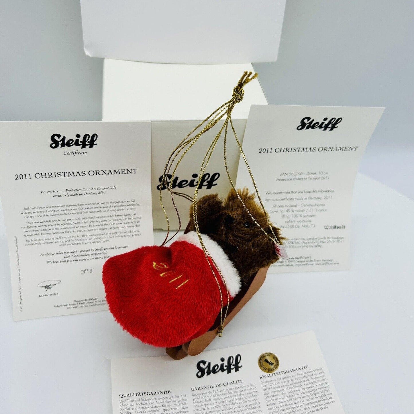 Nr. 8! Steiff 663796 Ornament Teddybär Christmas 2011 limitiert 2011 10 cm