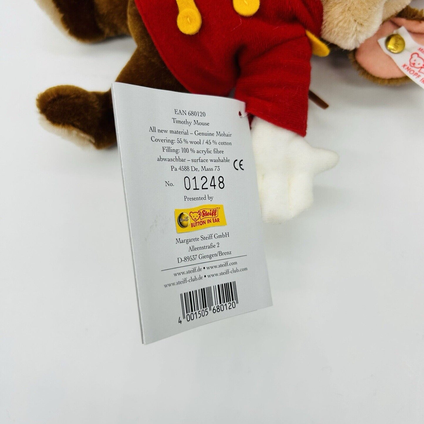 Steiff 680120 Disney Showcase Timothy Mouse limitiert 2000 aus 2000 18 cm