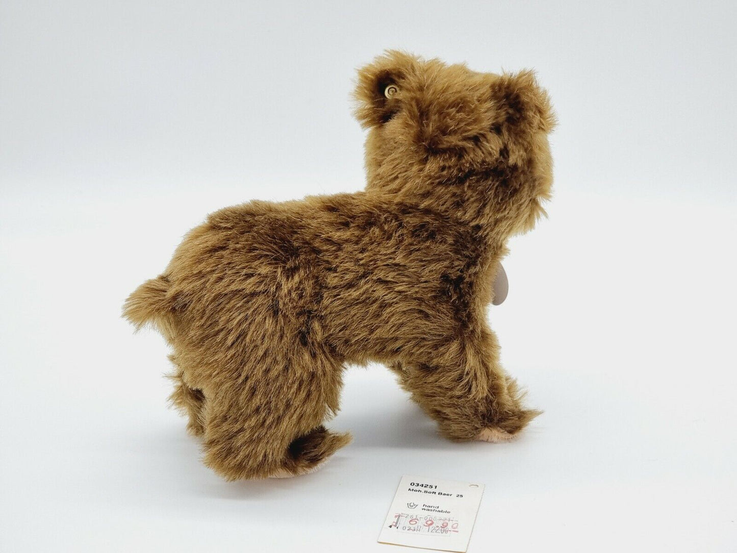Steiff Tier Braunbär KFS 034251 Etikett 19 cm Mohair Soft Tierwelt Knopf Fahne