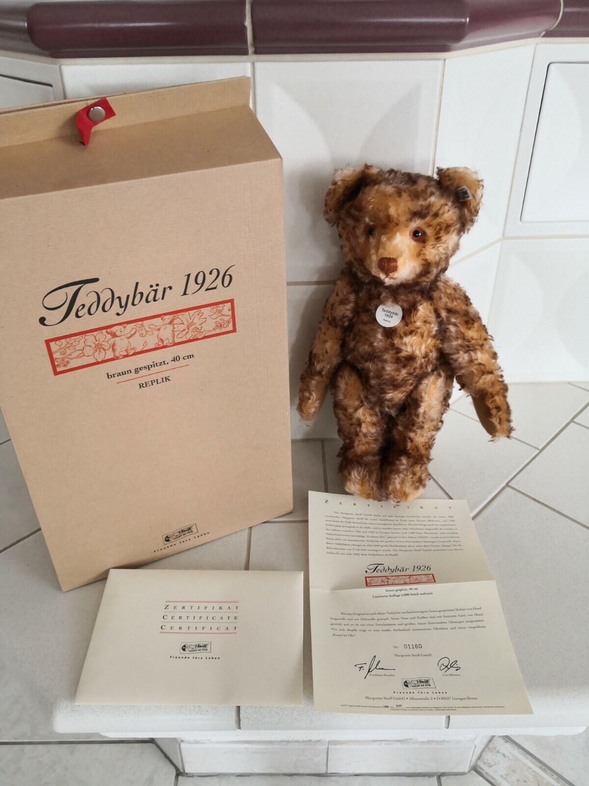 Steiff Teddybär 1926 407246 braun gespritzt 40 cm limitiert OVP Zertifikat