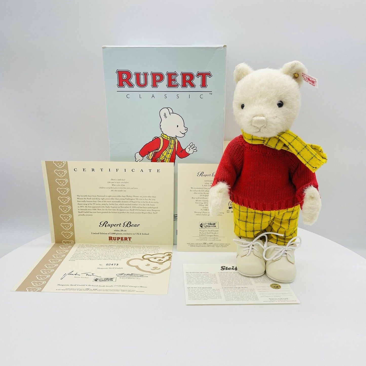 Steiff Teddybär Rupert 653568 limitiert 3000 aus 2007 Alpaca 28 cm