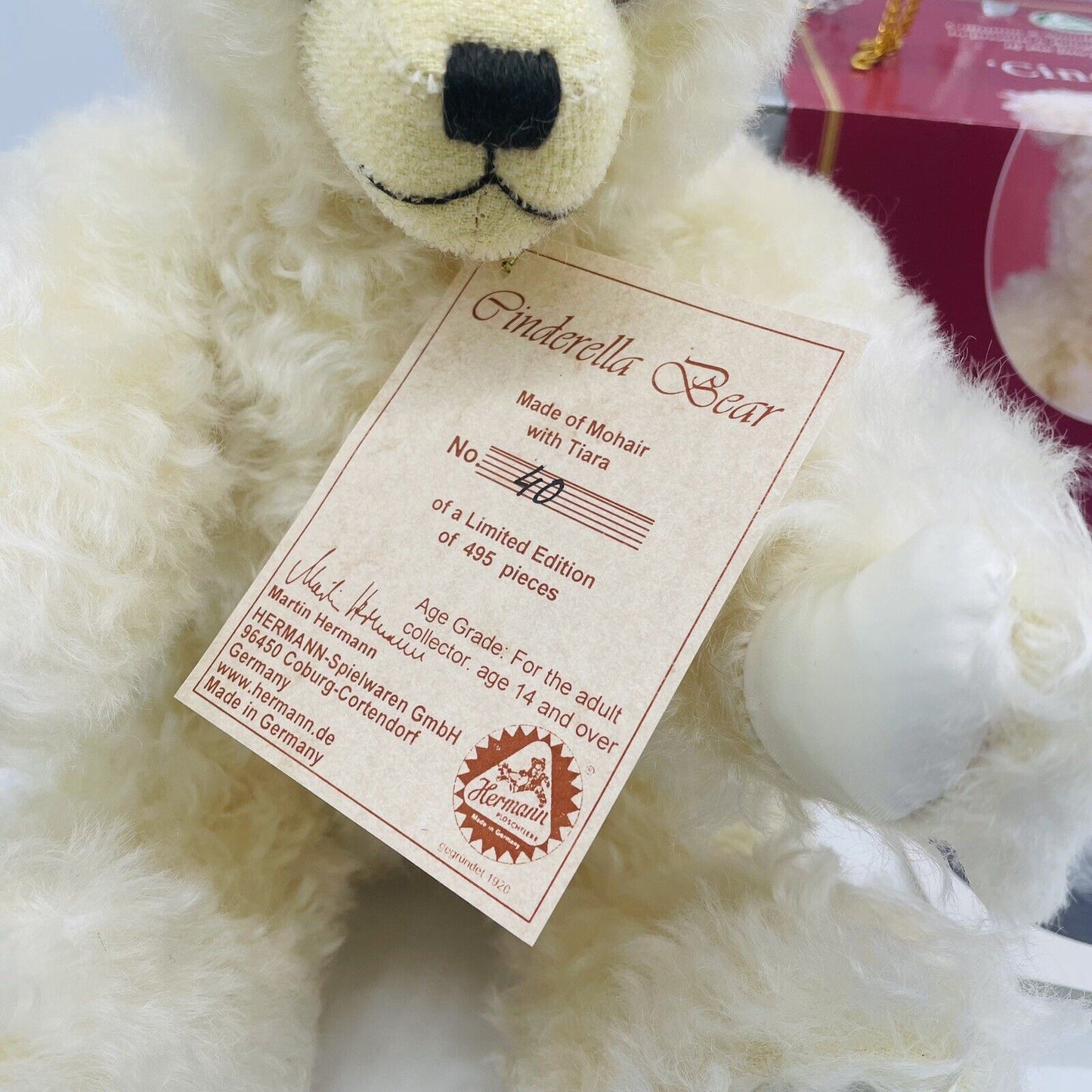 Hermann Coburg Teddybär Cinderella Aschenputtel mit Kristallkutsche lim. 495
