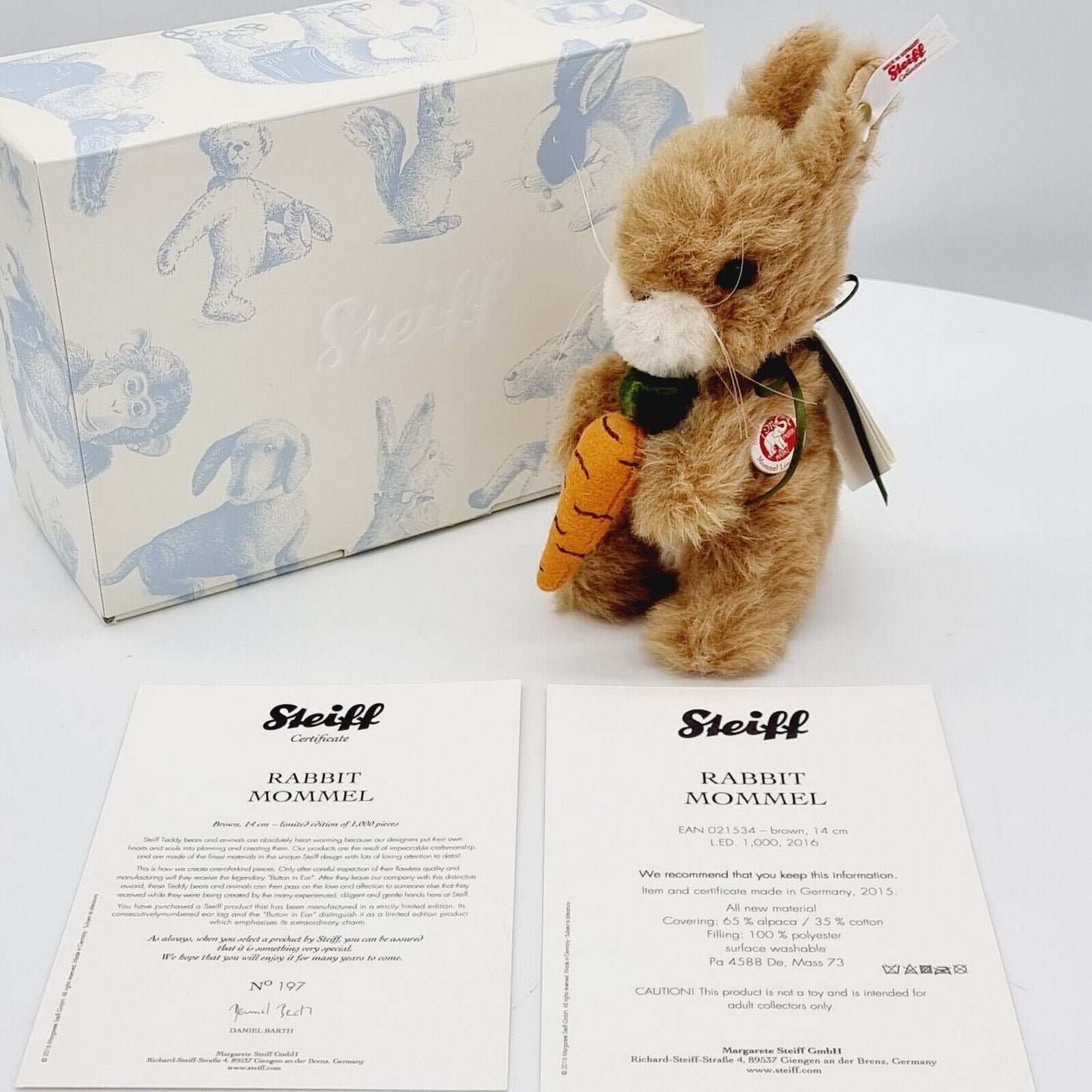 Steiff 021534 Hase Mommel limitiert 1000 aus 2016 14 cm Alpaca