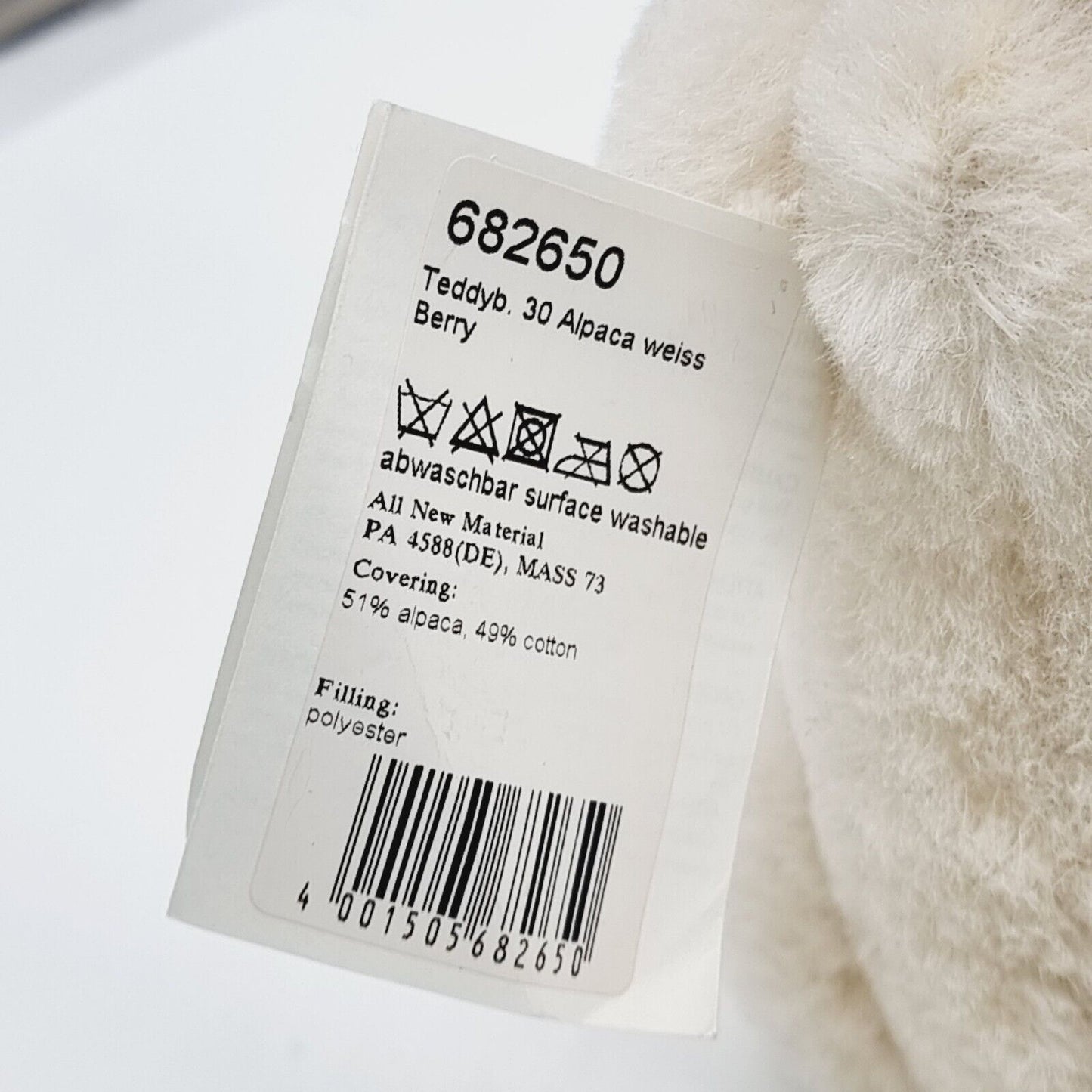 Nr. 19! Steiff 682650 Berry Teddybär Alpaca Swarovski weiß 30 cm