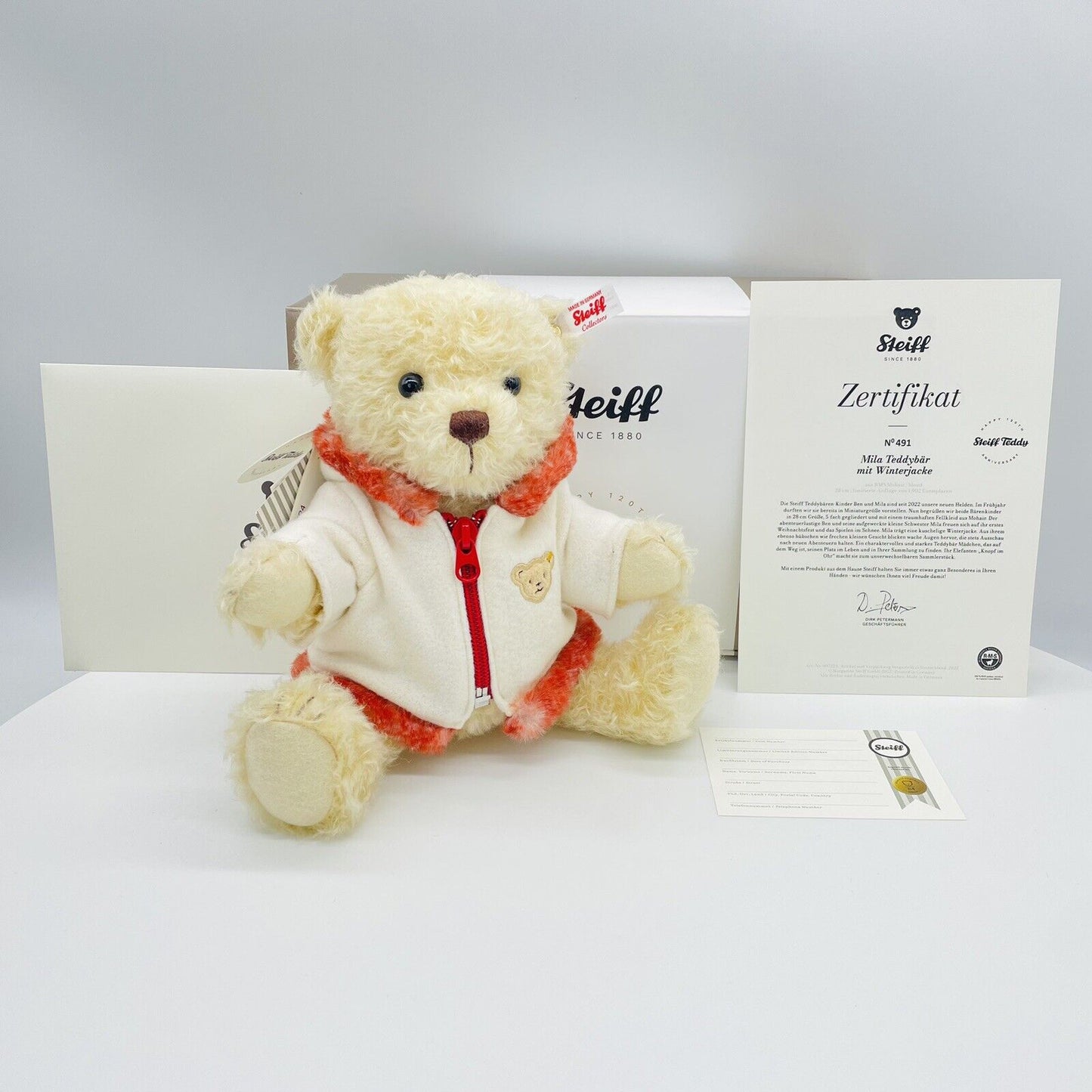 Steiff Teddybär Mila mit Winterjacke 007224 limitiert 1902 aus 2022 28cm