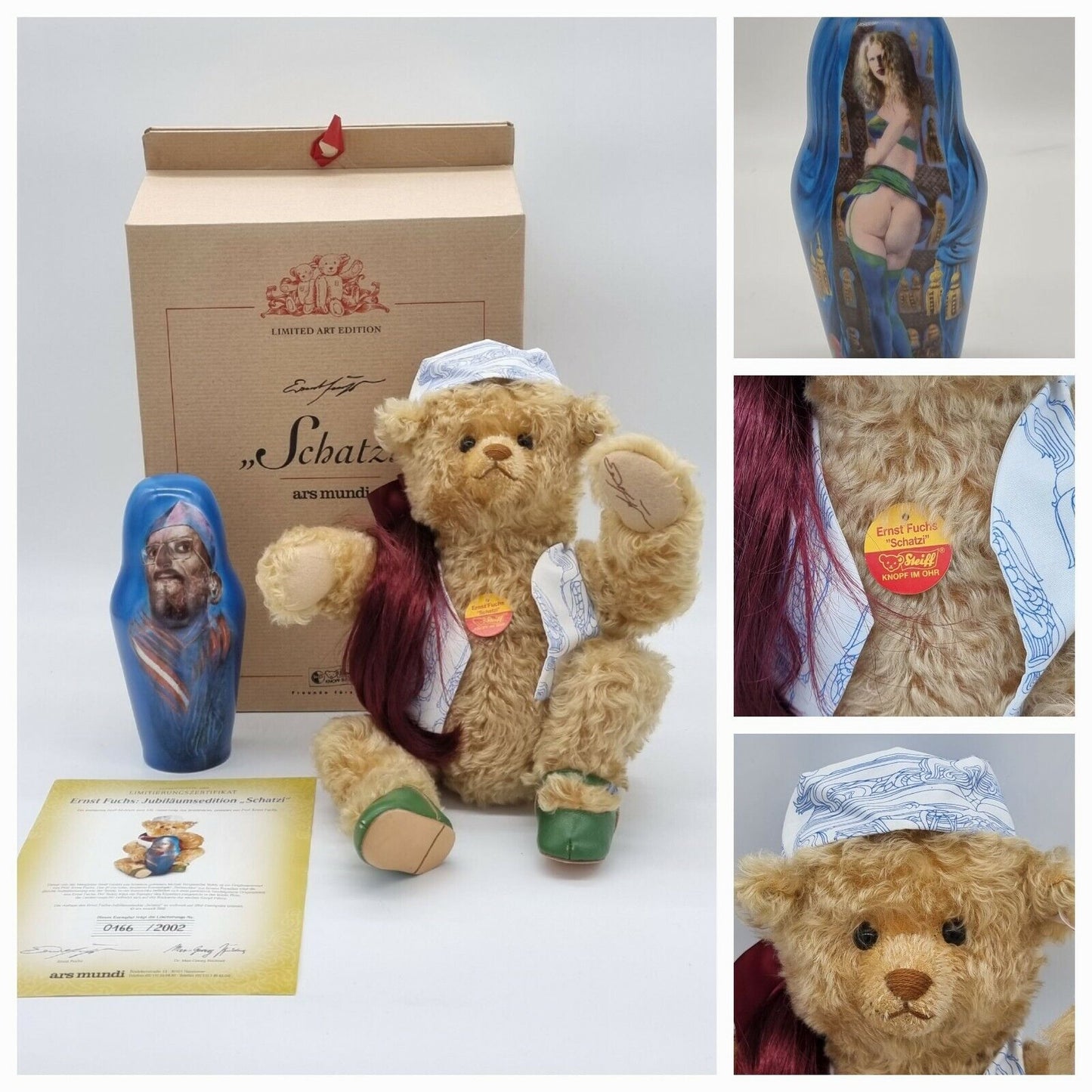 Steiff Teddybär Ernst Fuchs Schatzi Ars Mundi EAN 994609 Zertifikat OVP L.E.D