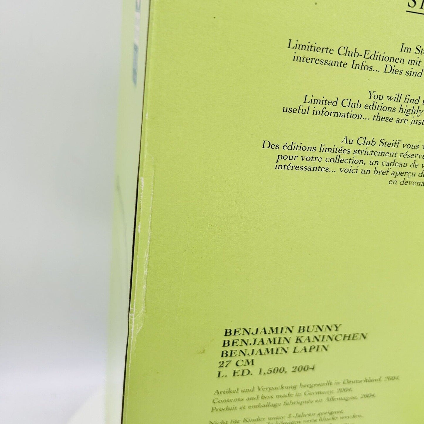 Steiff 354335 Kaninchen Benjamin Bunny aus Beatrix Potter limitiert 1500