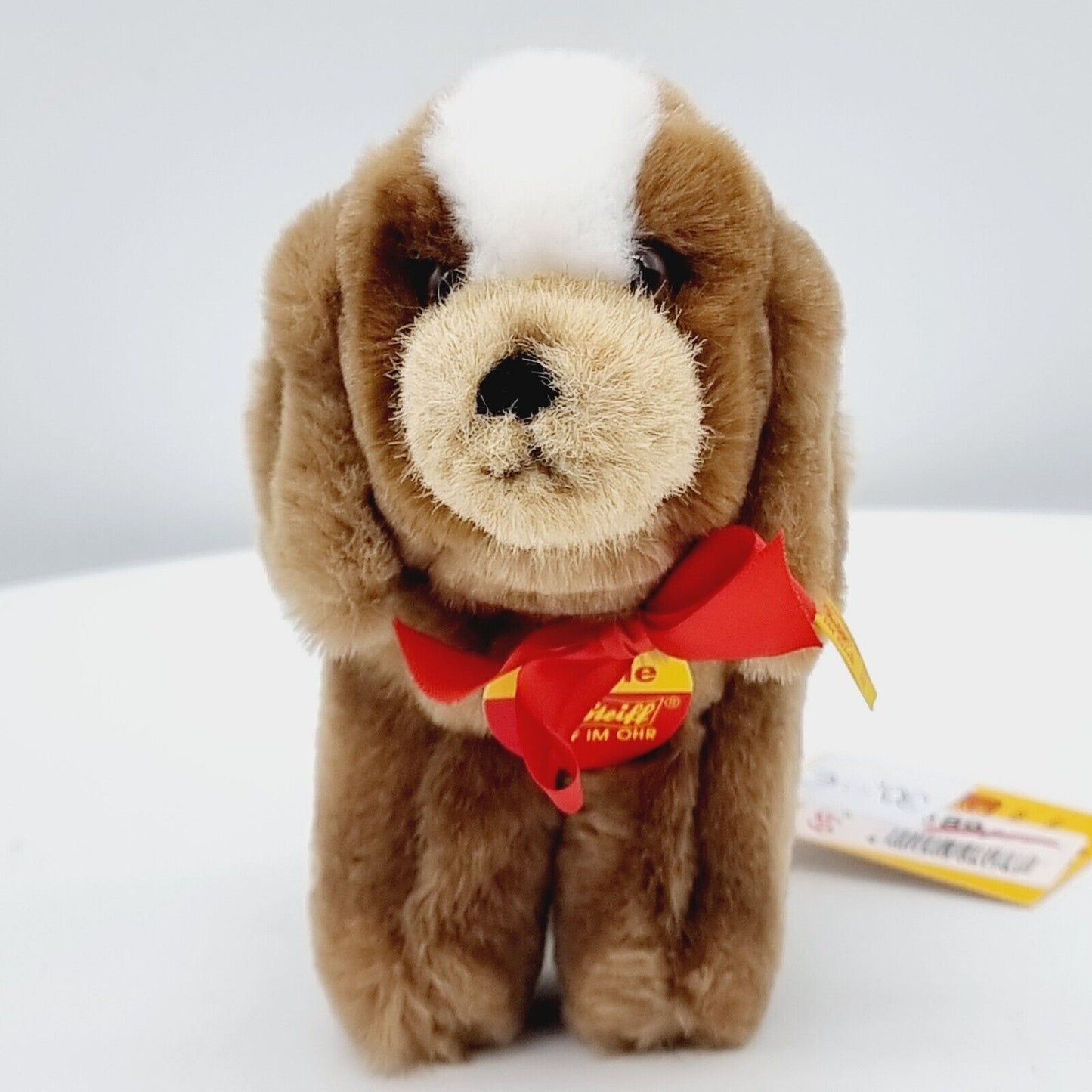 Steiff Hund Bernie 081767 16 cm braun mit roter Schleife