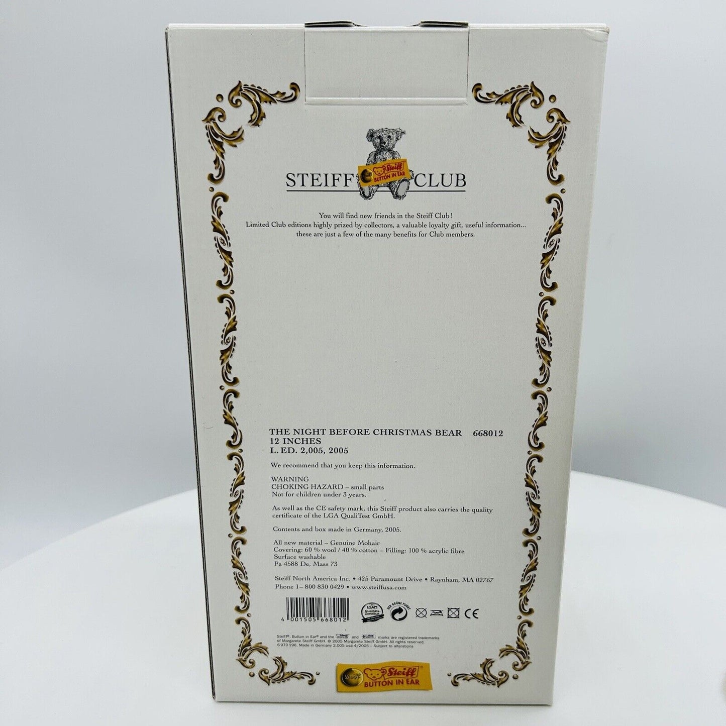 Steiff 668012 Teddybär XMAS Bear Night before Christmas limitiert 2005 30cm