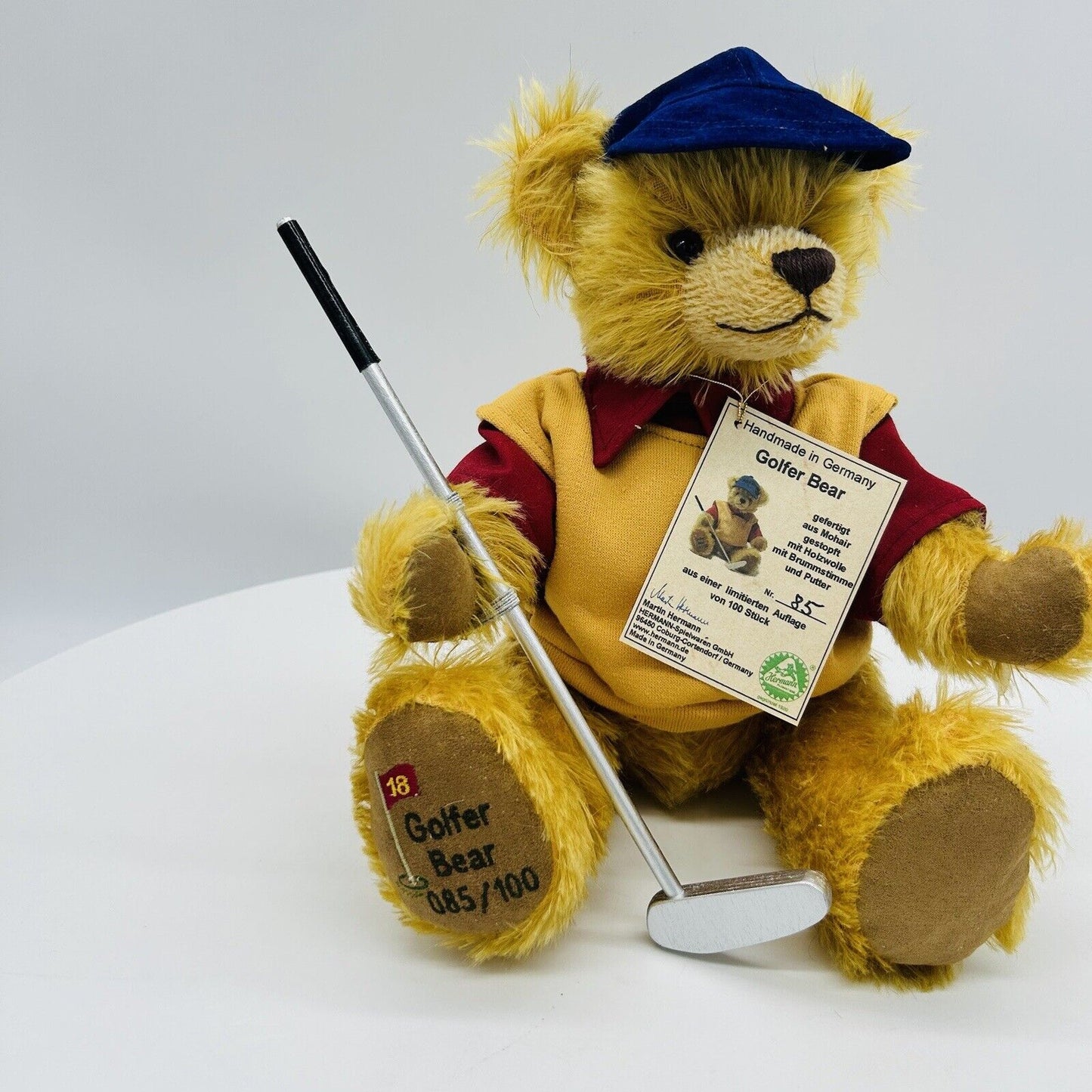 Hermann Coburg Teddybär Golfer limitiert 100 36 cm Mohair