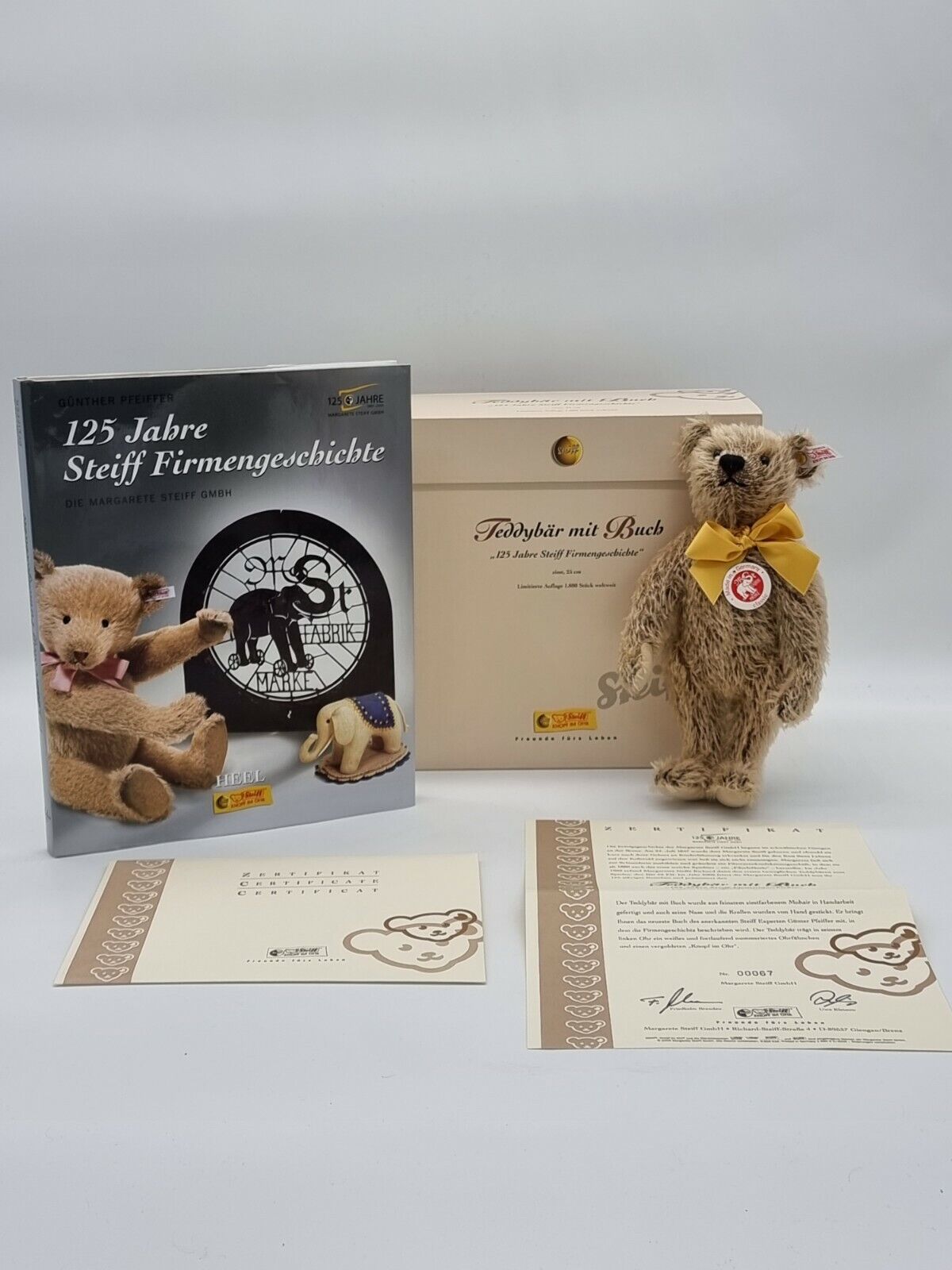 Steiff Teddybär mit Buch 038860 EAN 038853 limitiert Zertifikat OVP Mohair