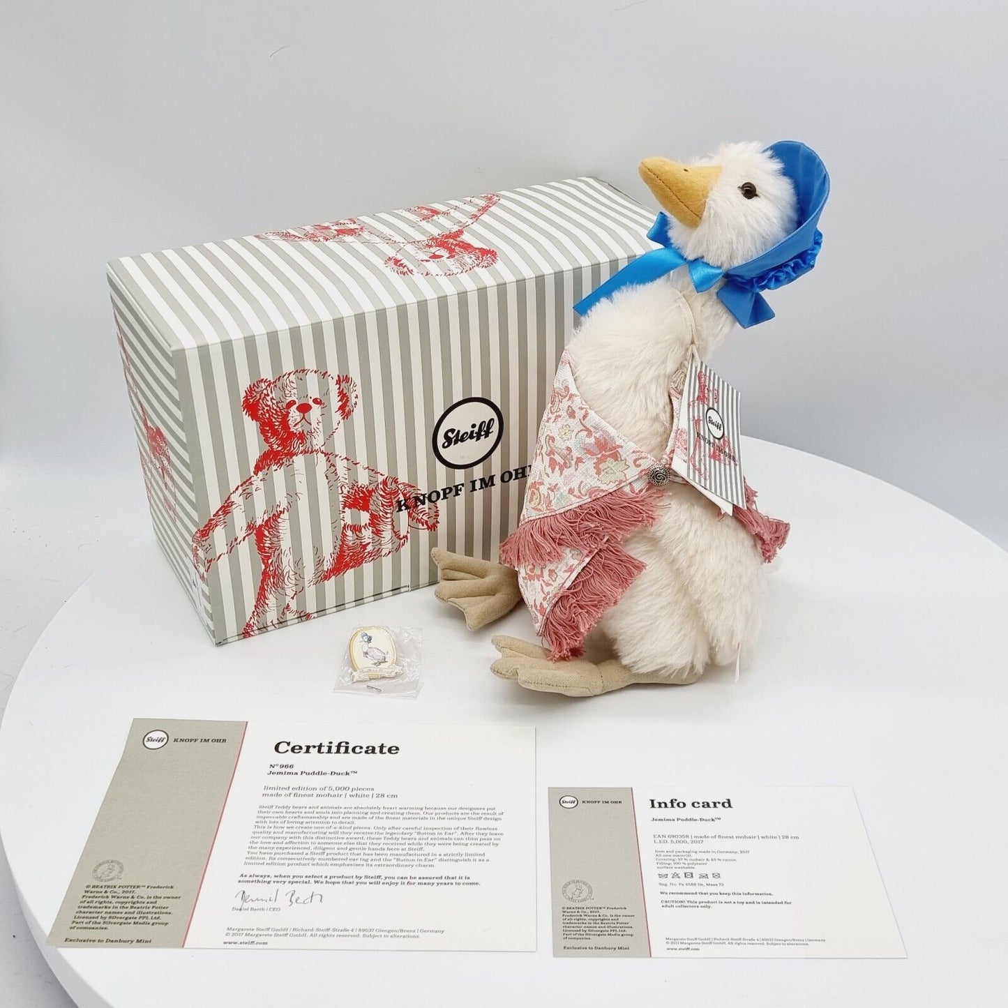 Steiff 690358 Jemima Puddle Duck 28 cm Danbury Mint limitiert 5000 Mohair 2017