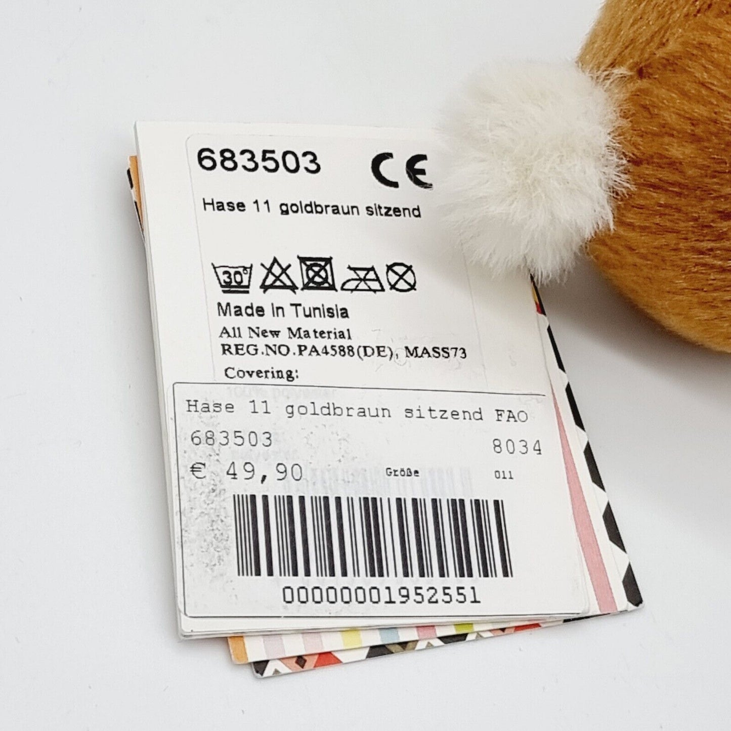 Steiff 683503 Hase goldbraun sitzend für FAO Schwarz 11 cm Plüsch
