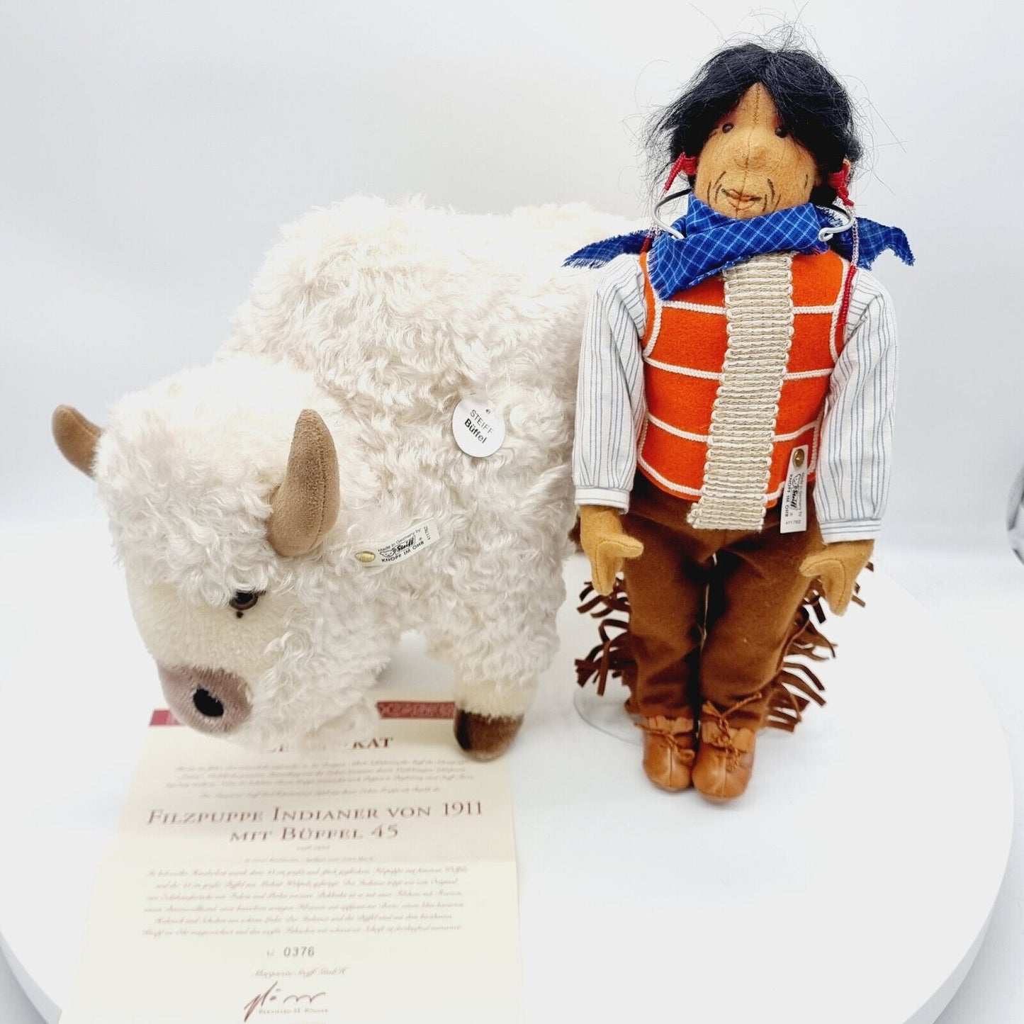 Steiff Filzpuppe Indianer mit Büffel 45 cm aus 1998 limitiert auf 750 411762