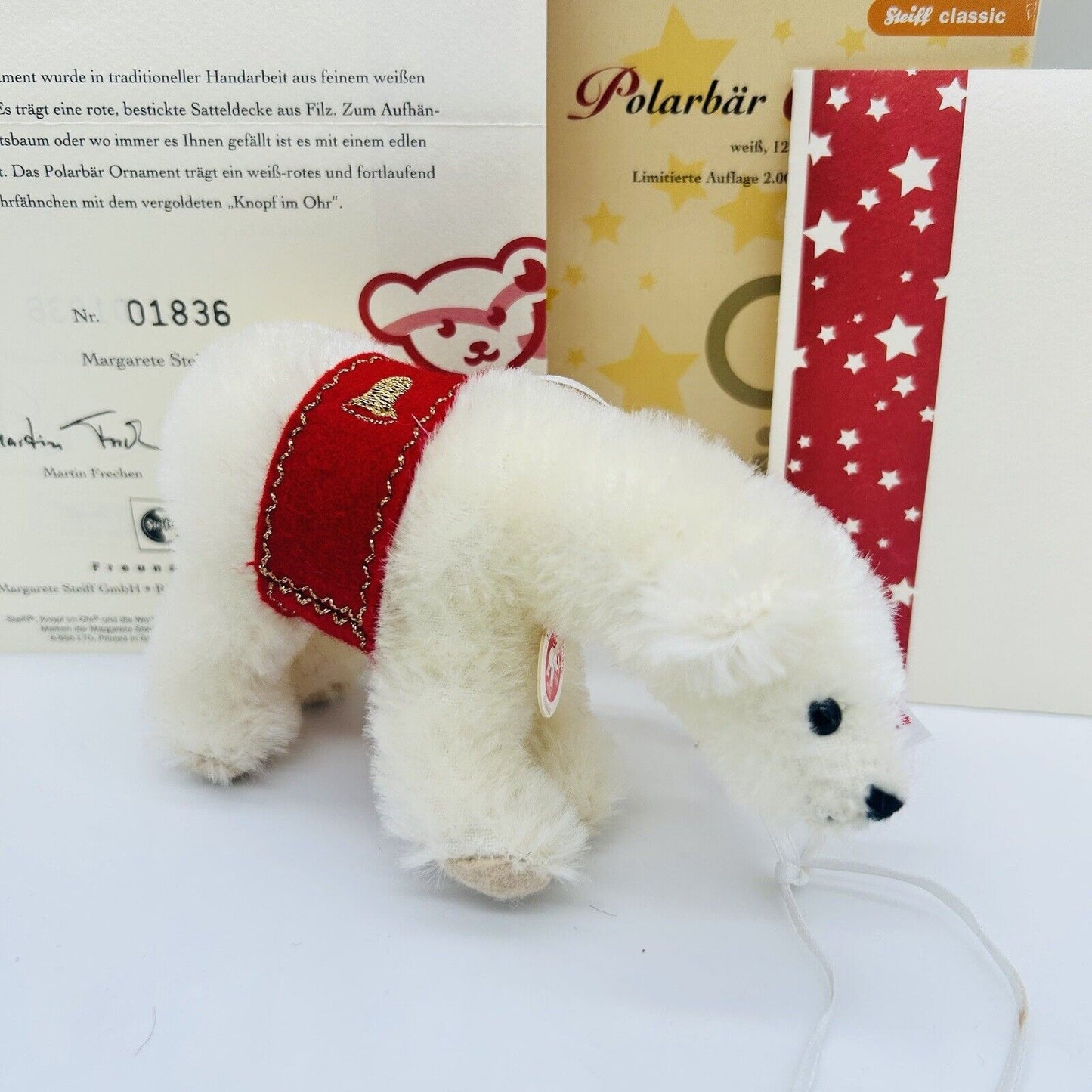 Steiff 037375 Polarbär Ornament limitiert 2006 aus 2006 12 cm Mohair