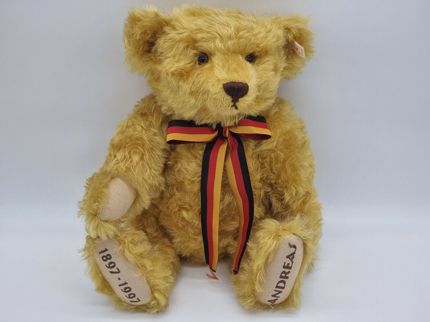 Steiff Teddybär Andreas 40 cm 655302 Zertifikat 1997 OVP Mohair Brummstimme