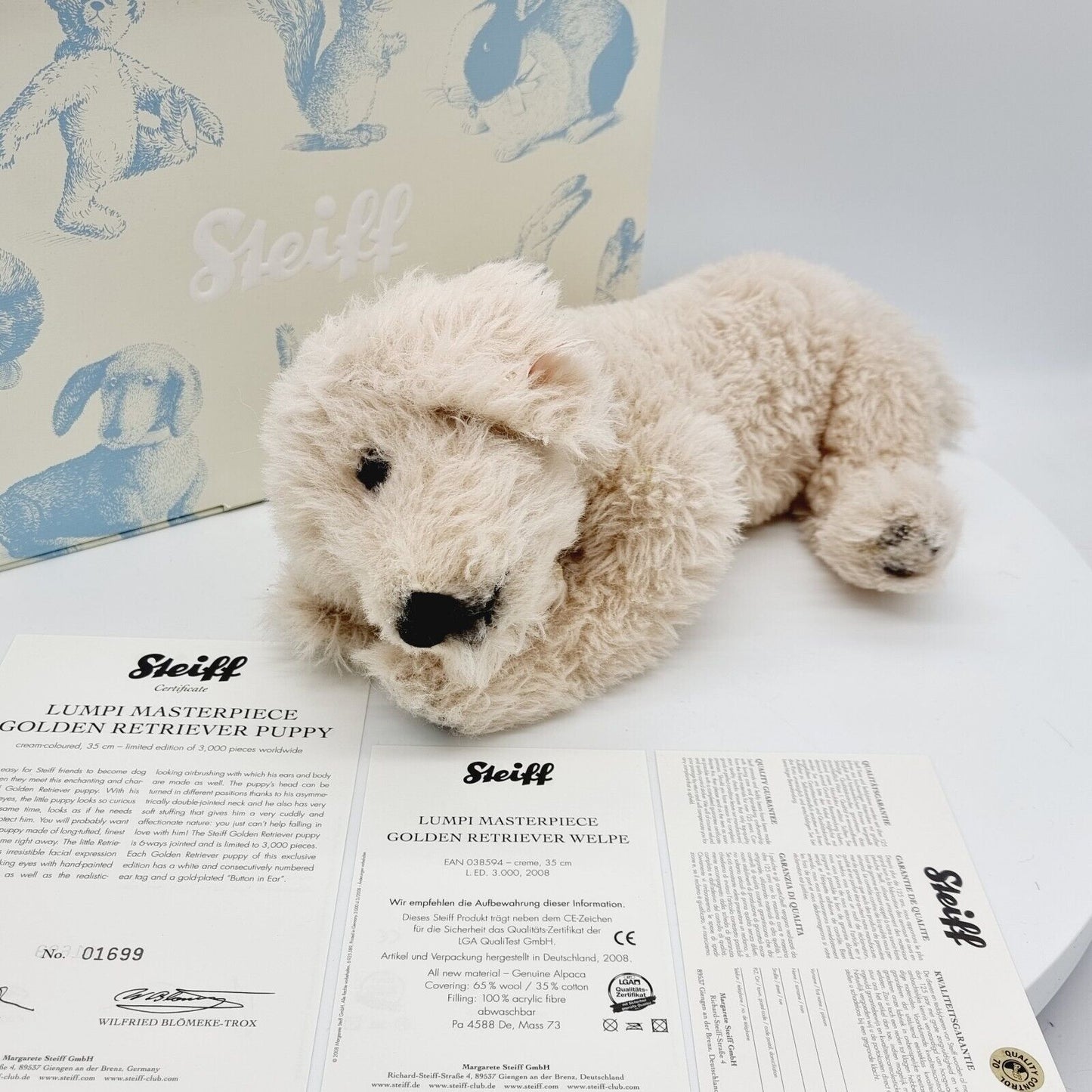 Steiff 038594 Lumpi Masterpiece Golden Retriever Welpe 35 cm limitiert 3000