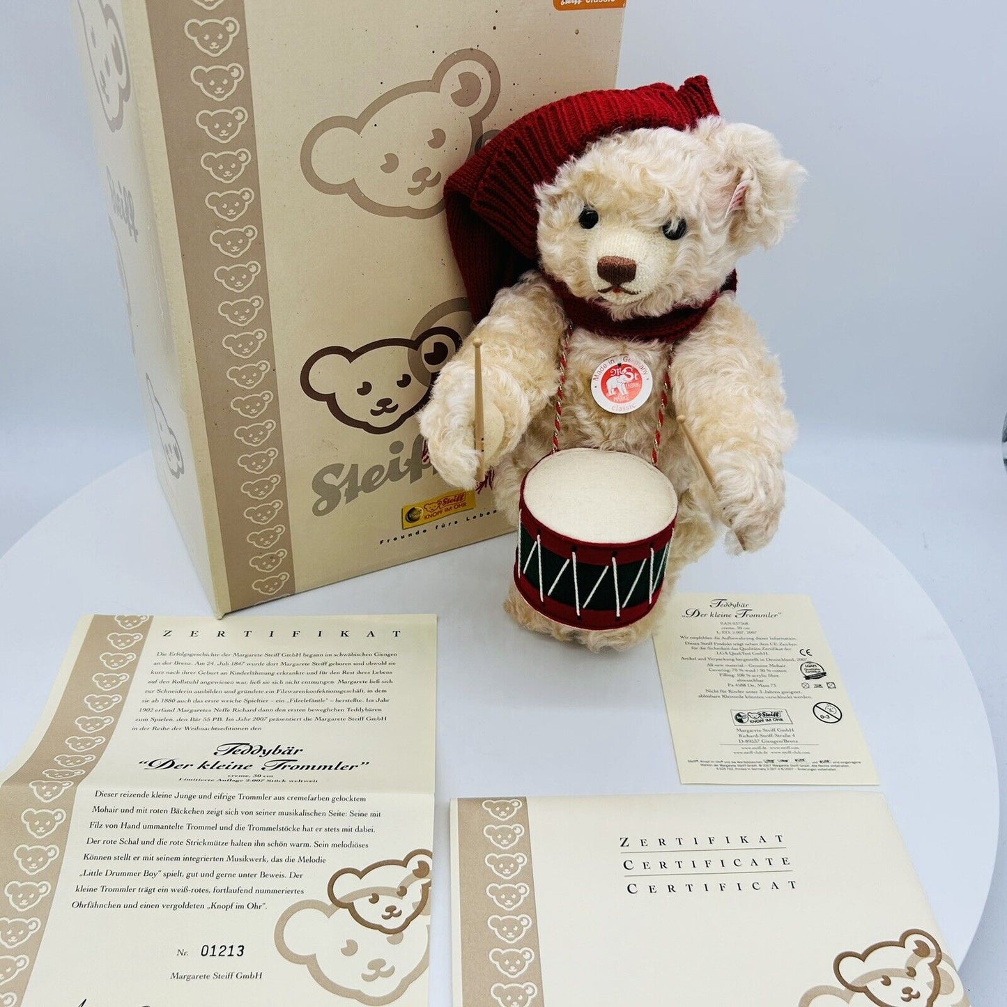 Steiff 037368 Teddybär Trommler limitiert 2007 aus 2007 30 cm Mohair
