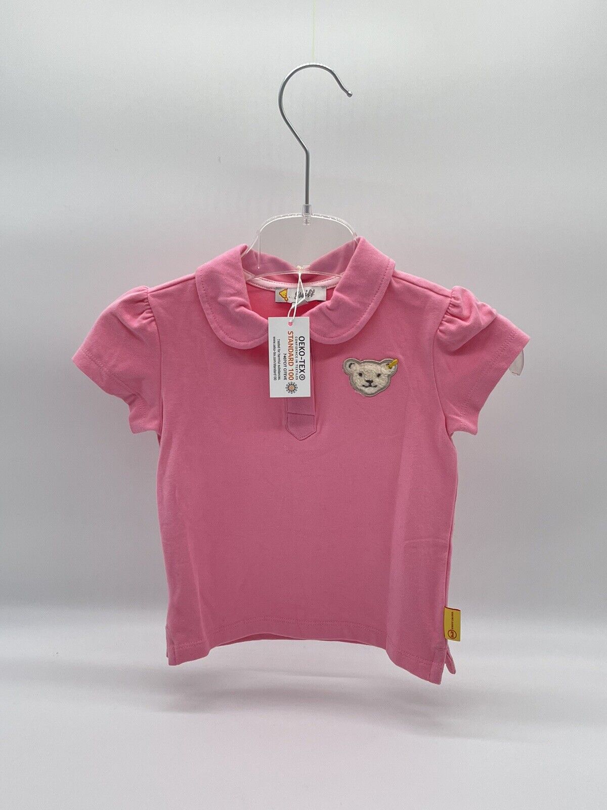 Steiff Poloshirt kurzarm Gr. 68 mit Teddybären- Aufdruck Mädchen Teddybär