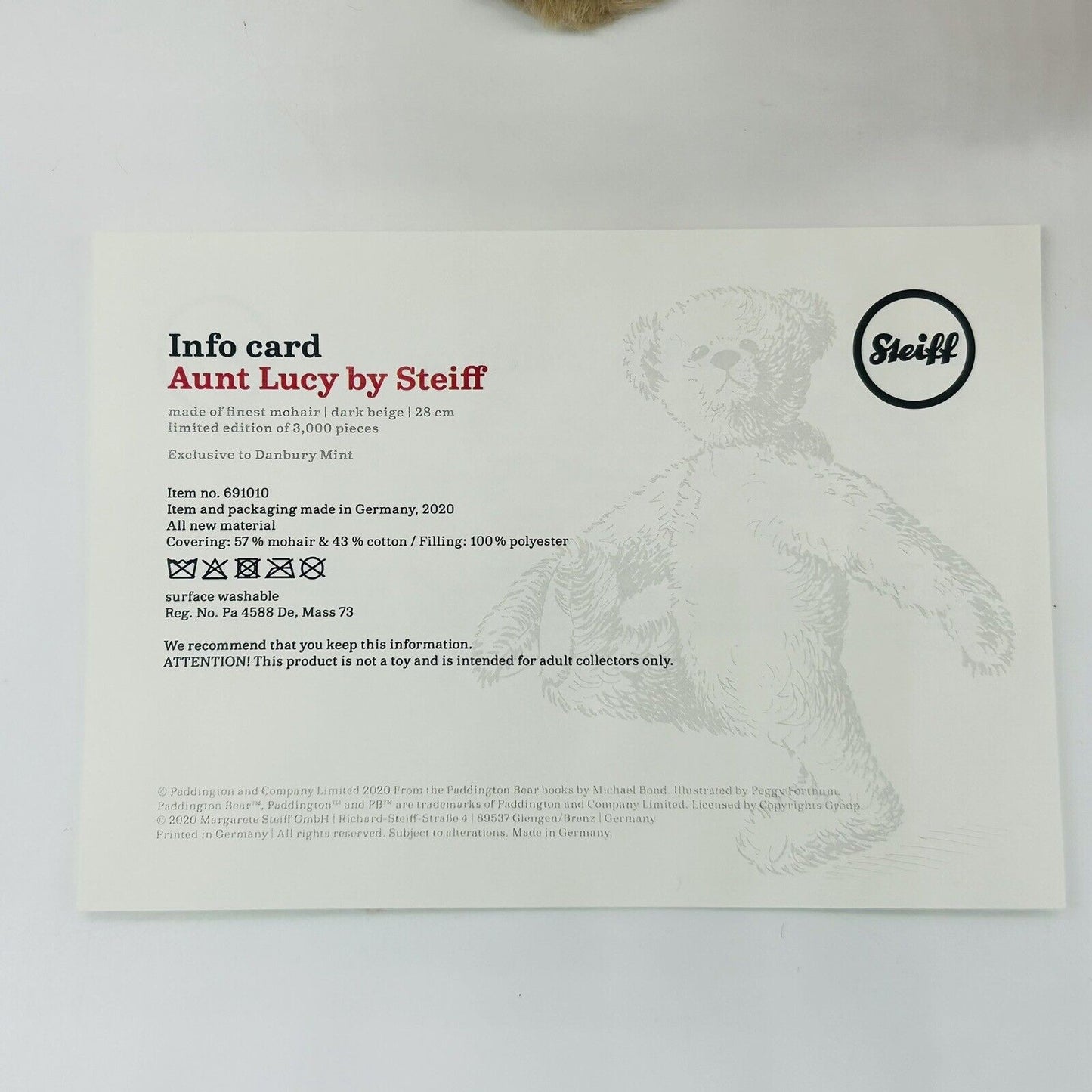 Steiff Danbury Mint 691010 Aunt Lucy aus Paddington limitiert 3000 aus 2020