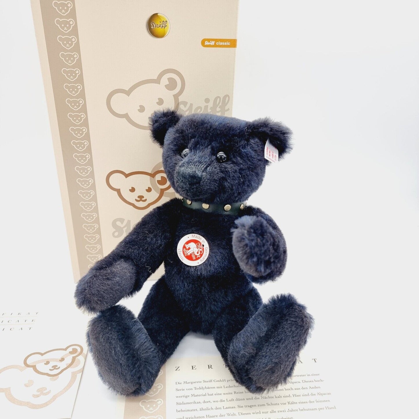Steiff Teddybär mit Halsband EAN 038280 blau 32 cm limitiert 2007 Zertifikat