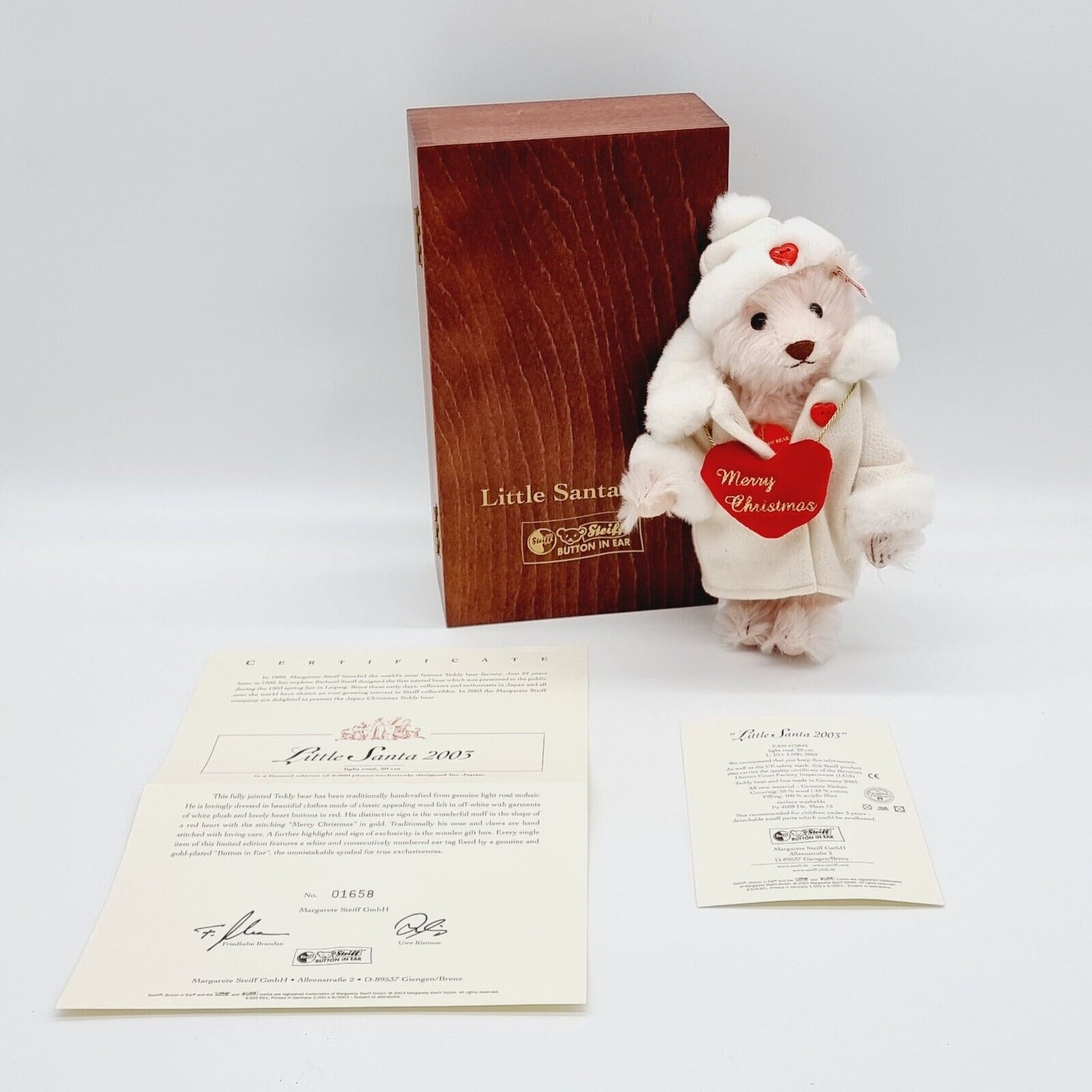 Steiff Little Santa 2003 Teddybär 20 cm limitierte Auflage für Japan 675843