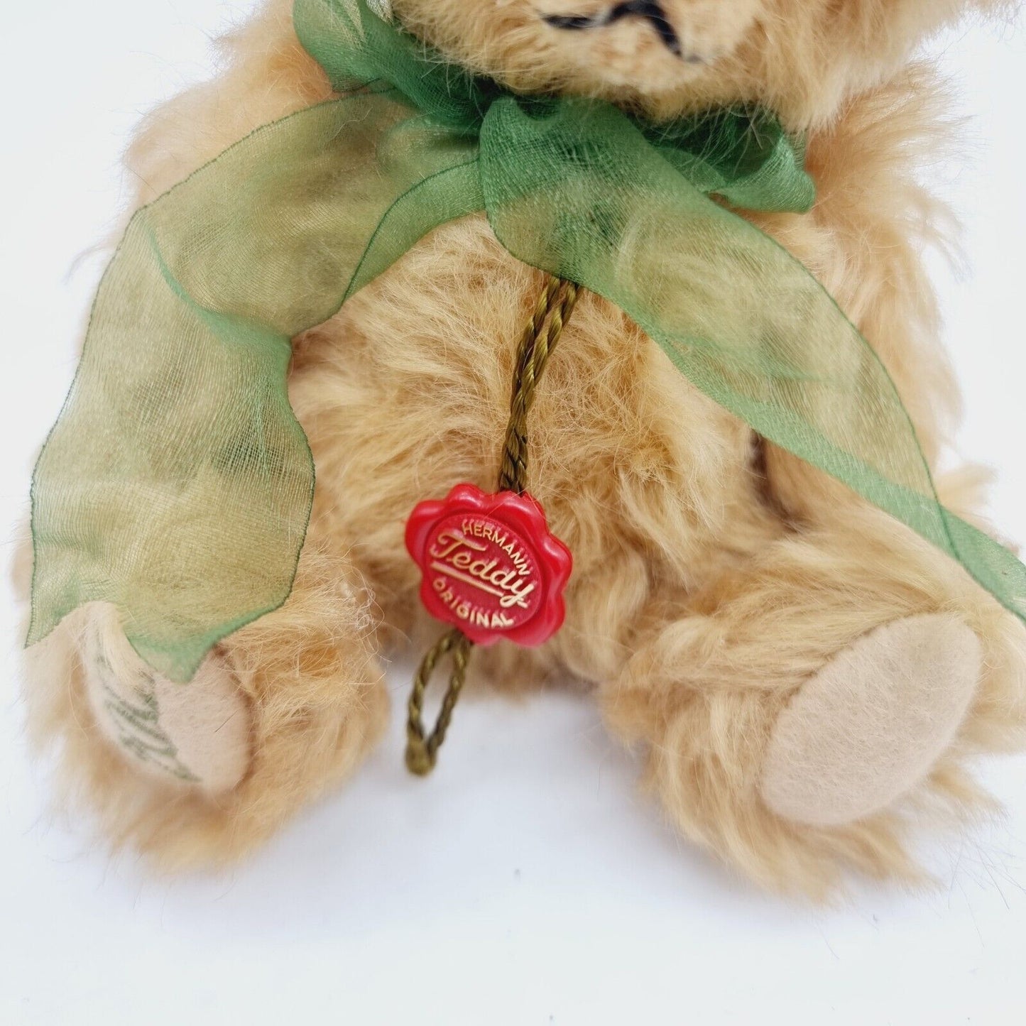 Hermann Teddy Original Jahresbär 2001 mit Schleife 15 cm Mohair