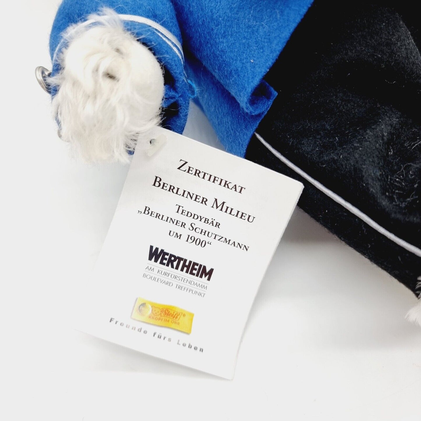 Steiff 655364 Teddybär Berliner Milieu 35 cm Mohair weiß Berliner Schutzmann