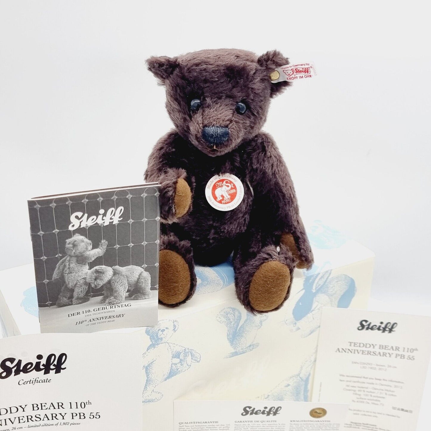 Steiff 036293 Teddybär 110th Anniversary PB 55 limitiert 1902 aus 2012 26 cm