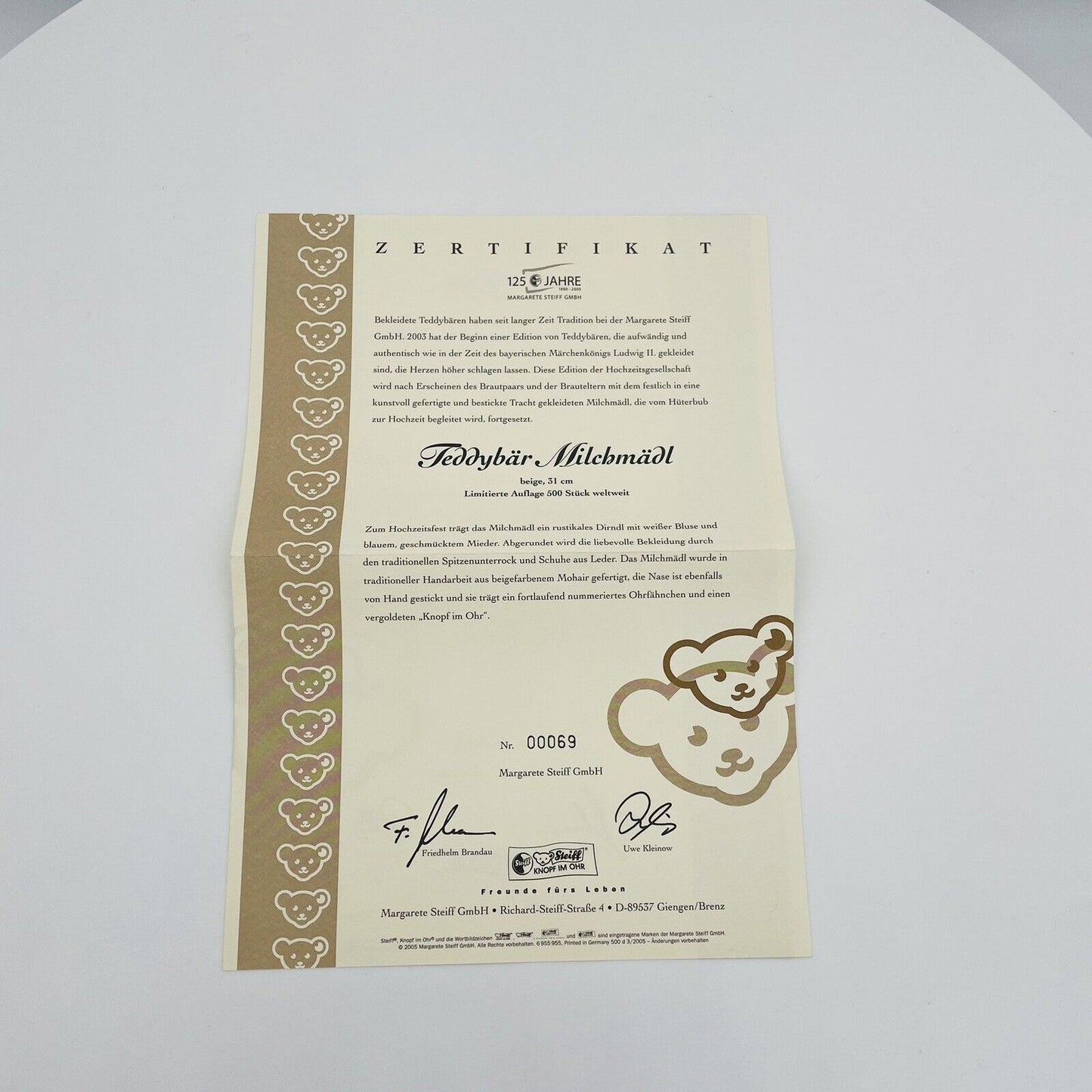Steiff Milchmädl 038099 aus der Hochzeitsgesellschaft limitiert 500 31cm