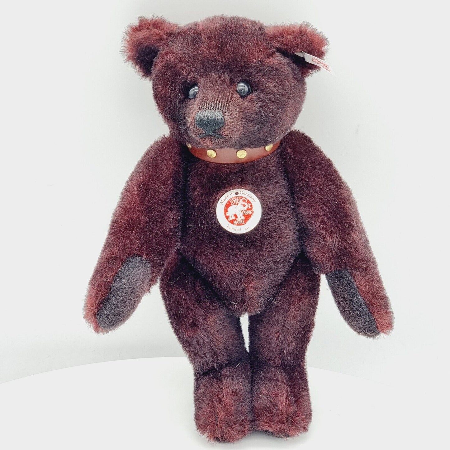 Steiff 038754 Teddybär bordeaux rot mit Halsband und Brummstimme 32 cm limitiert