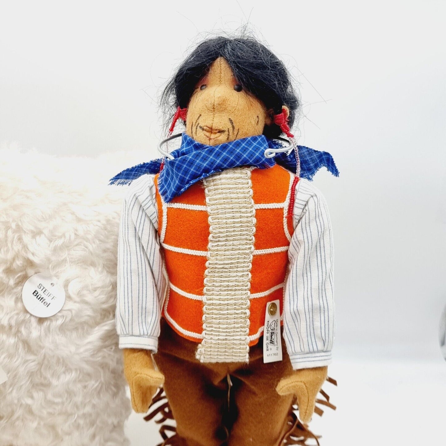 Steiff Filzpuppe Indianer mit Büffel 45 cm aus 1998 limitiert auf 750 411762