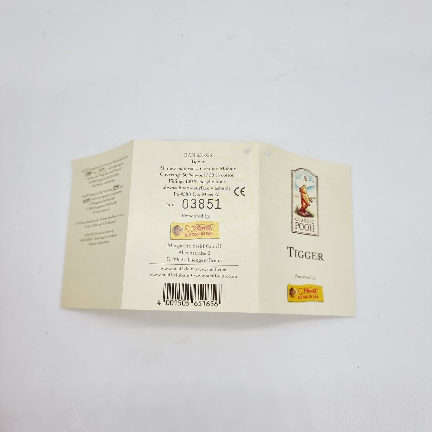 Steiff 651656 Tigger 20 cm limitiert 5000 Jahr 2000