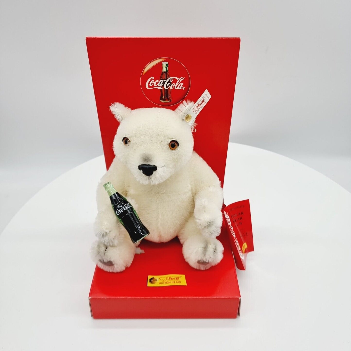 Steiff 666032 Coca-Cola Polar Bear Cub weiß mit roter OVP limitiert Jahr 2000