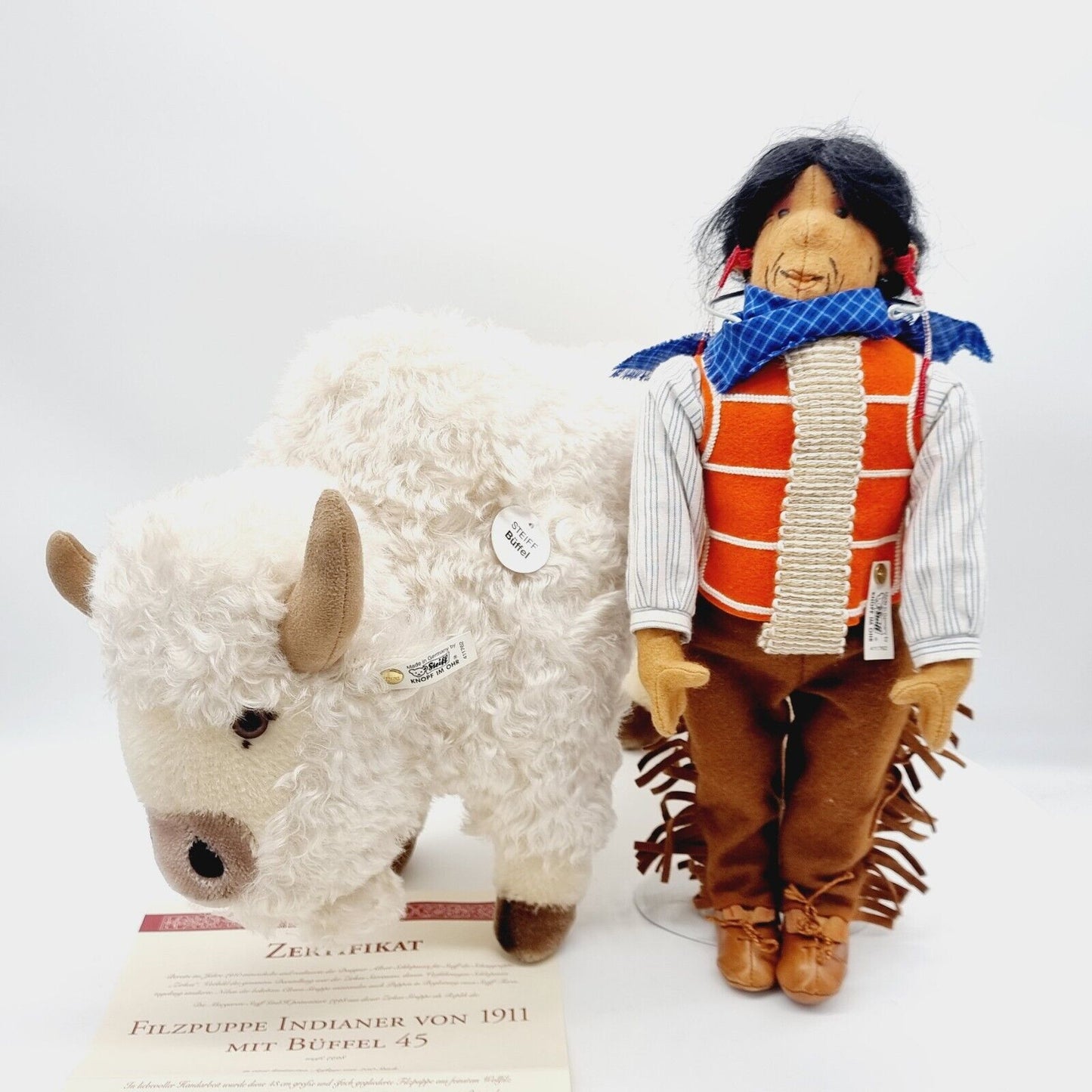 Steiff Filzpuppe Indianer mit Büffel 45 cm aus 1998 limitiert auf 750 411762