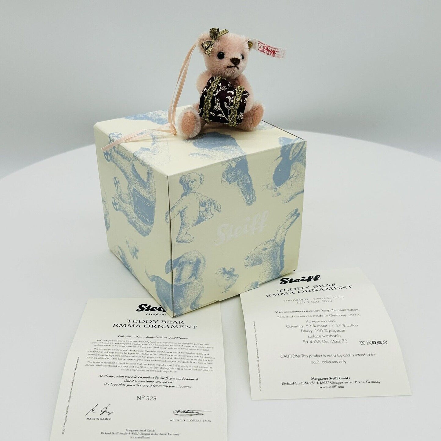 Steiff 034831 Ornament Teddybär Emma limitiert 2000 aus 2013 10 cm Mohair