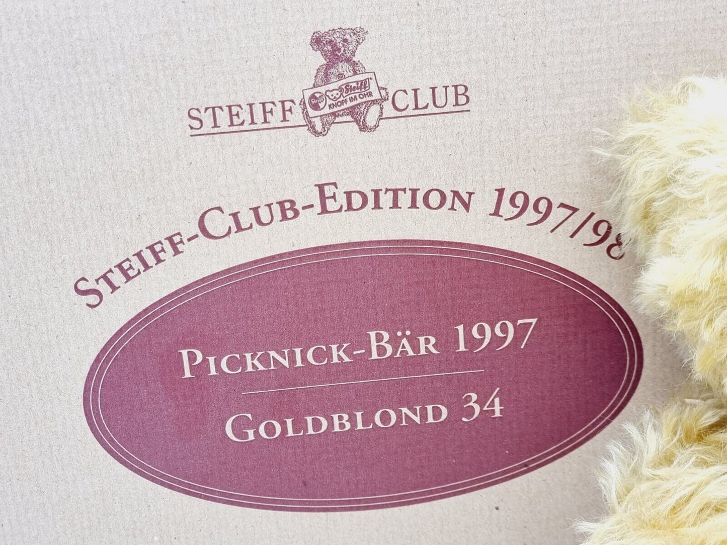 Steiff 420108 Picknick Bär 1997 Club Edition 1997/98 OVP 34 cm limitiert OVP