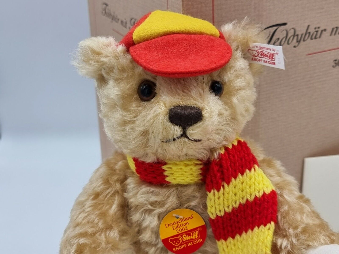 Steiff Teddybär mit Holzroller 671142 limitiert Zertifikat OVP Mohair Sammler