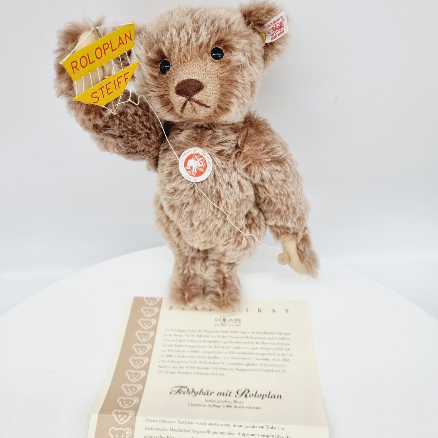 Nr. 70! Steiff 653452 Teddybär mit Roloplan limitiert 2000 aus 2005 30 cm Mohair