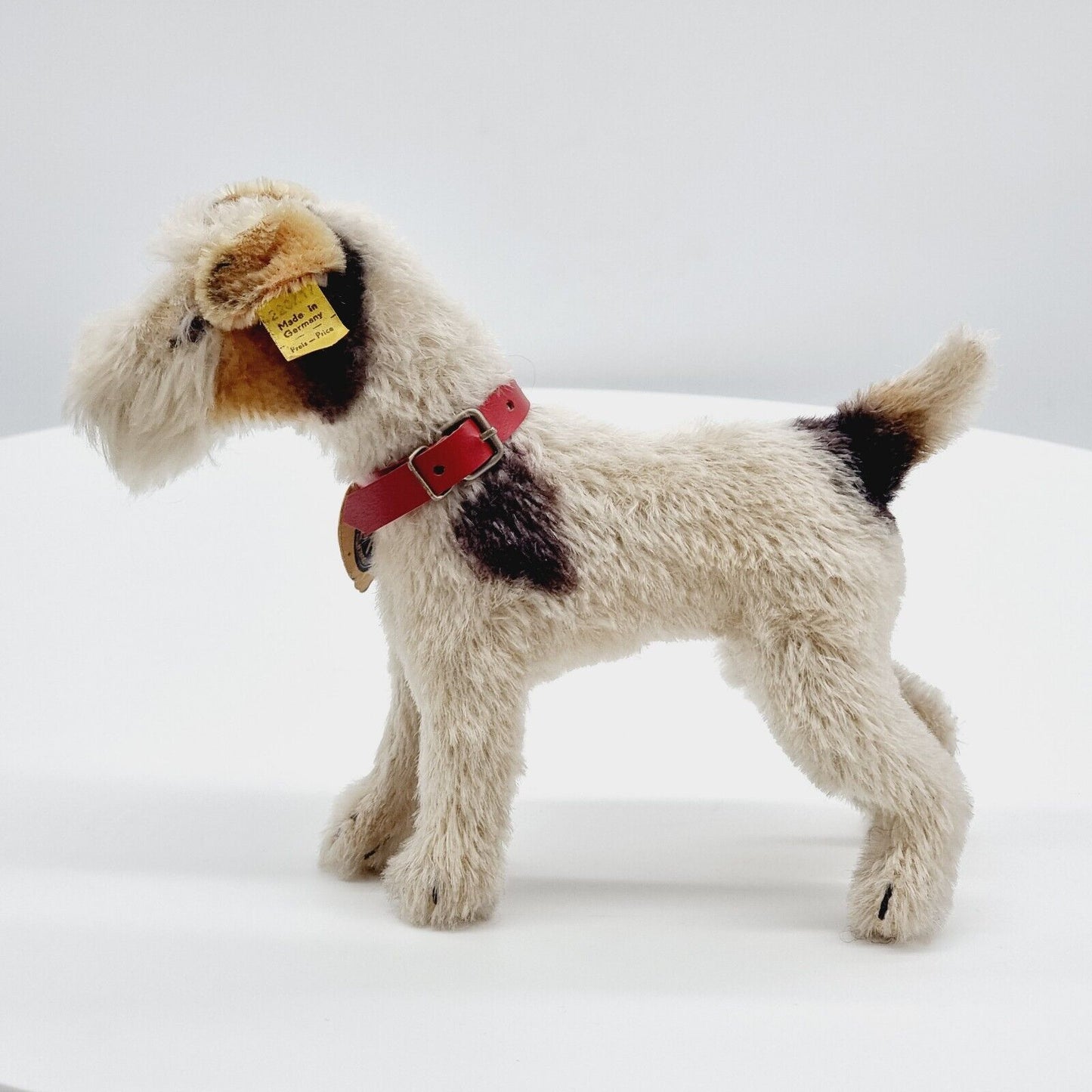Steiff Foxy 4220/17 Hund 17 cm 1968-1975 Mohair Knopf Fahne Brustschild Stimme