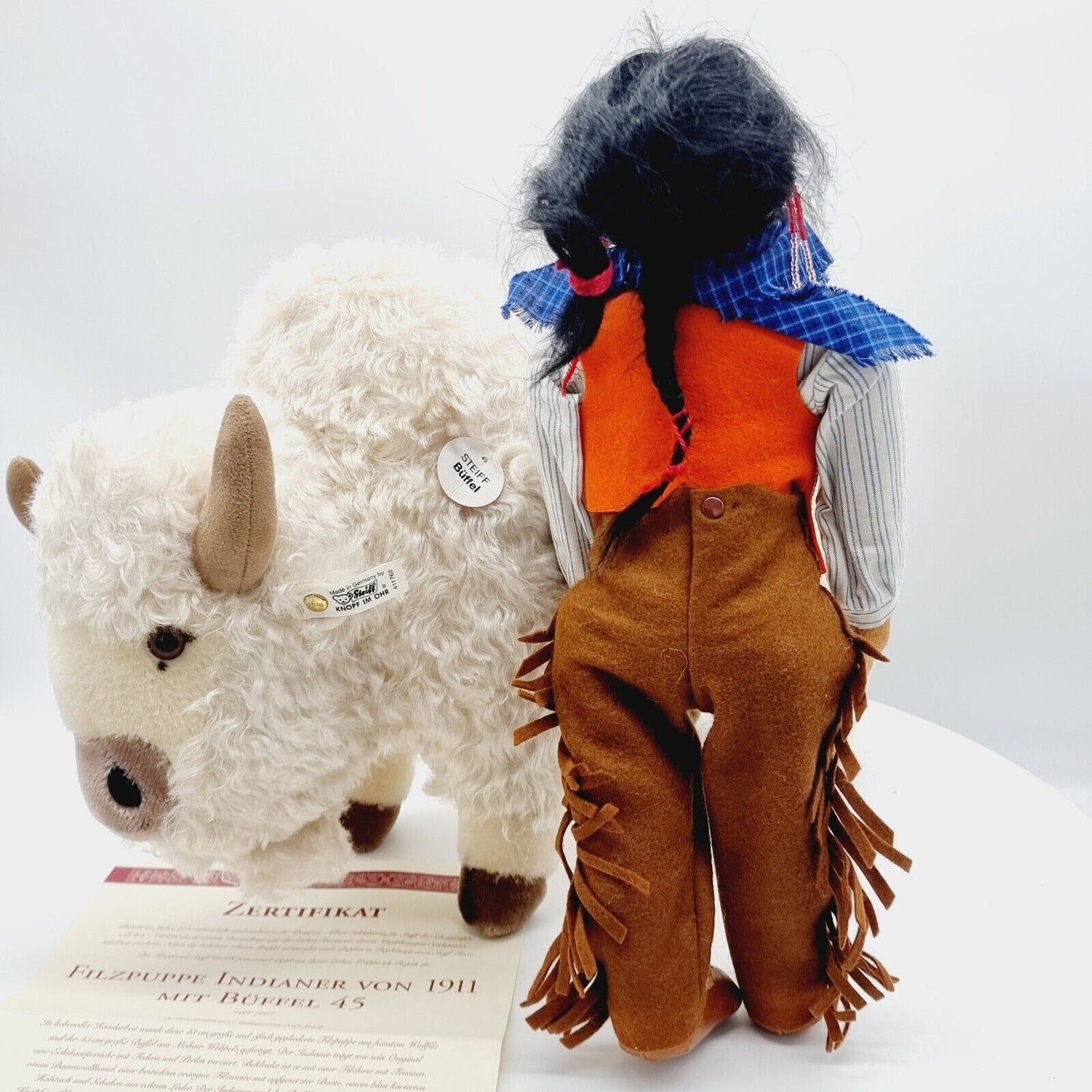 Steiff Filzpuppe Indianer mit Büffel 45 cm aus 1998 limitiert auf 750 411762