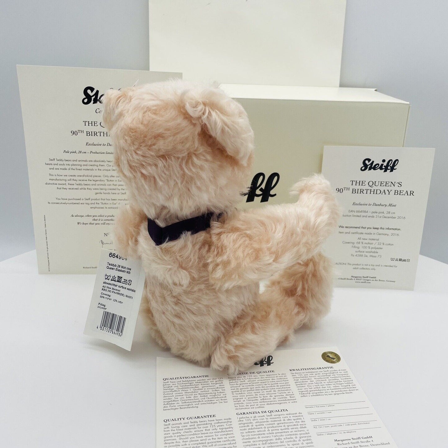Steiff Teddybär Queen Elizabeth 90. Geburtstag 664984 limitiert 2016 28cm