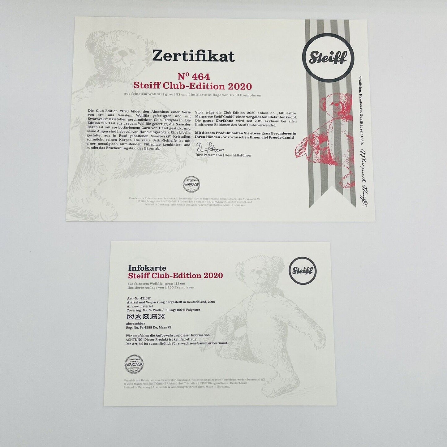 Steiff Teddybär Club-Edition 2020 421617 limitiert 1250 aus 2020 32cm