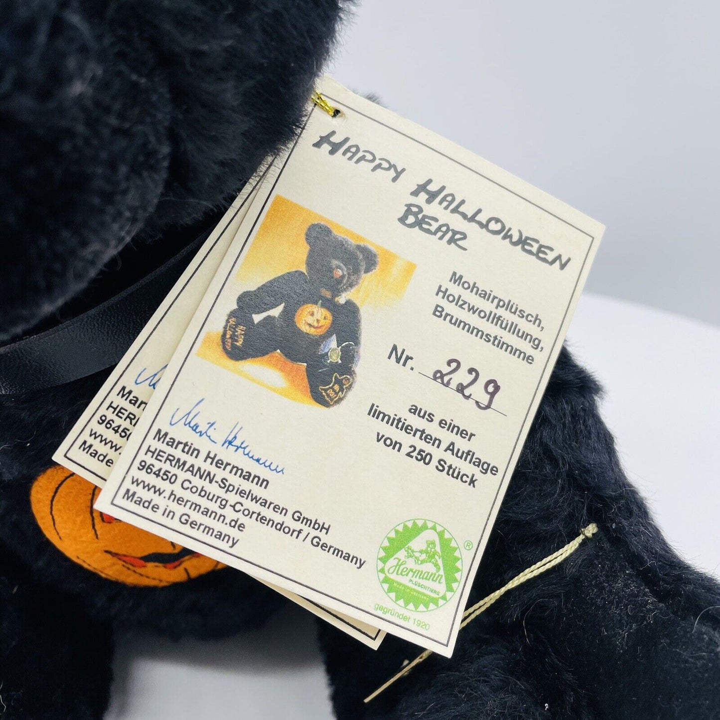 Hermann Coburg Teddybär Happy Halloween limitiert 250 Mohair