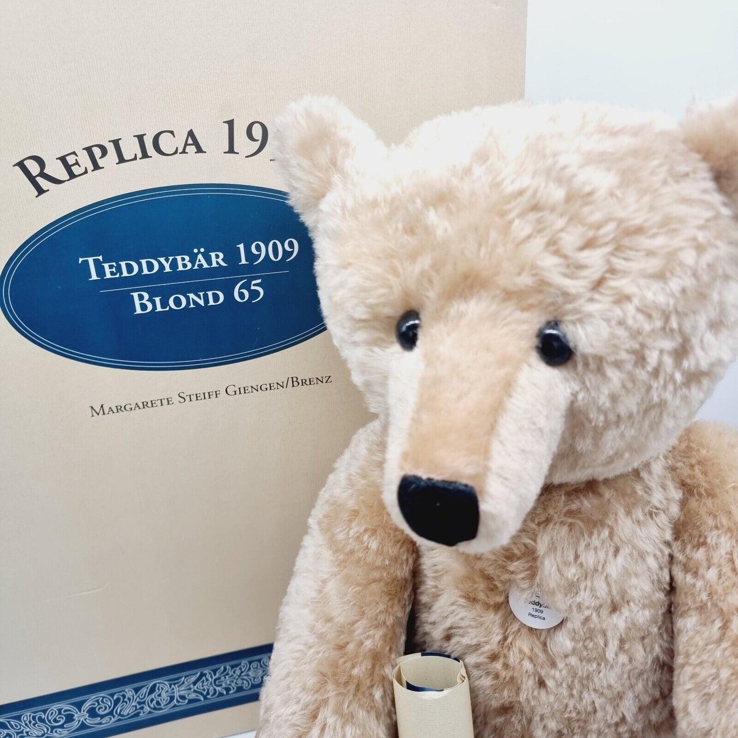 Steiff 406058 Teddybär 1909 blond 65cm limitiert 5000 Replica 1995 Zertifikat