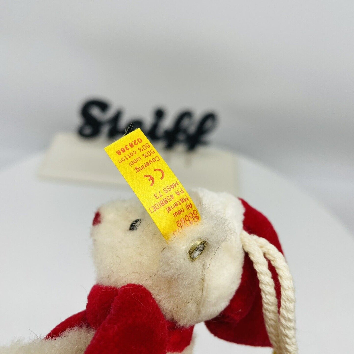 Steiff Anhängerteddy mit Weihnachtsmütze 028366 8cm Mohair