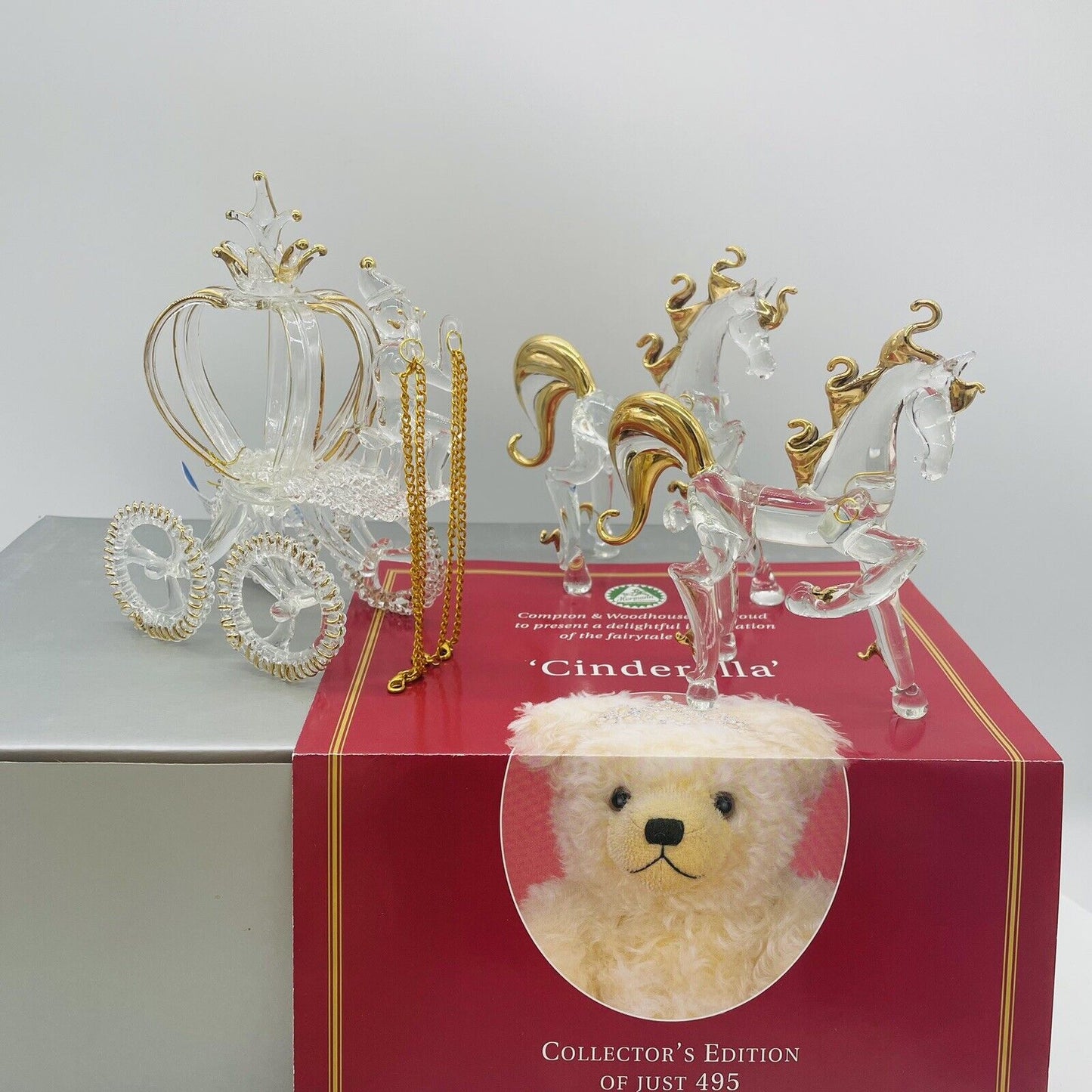 Hermann Coburg Teddybär Cinderella Aschenputtel mit Kristallkutsche lim. 495